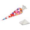 CHSYOO 100 x Sacchetti di plastica Cono Trasparente Borse di Favore Festa di Compleanno Borse di Compleanno favori Borsa Piatta con Nastro d'oro per Biscotti Caramelle gommose