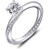 YL Anello fidanzamento Solitario Argento 925 da Donna 6mm 1.42 Carat Zirconia Cubica Fedi Nuziali per la Sposa(Taglia 18)