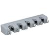BAKAJI Portascope e Spazzole da Muro a 5 Posti, Rastrelliera Porta Scopa, Spazzolone e Utensili a Parete Salvaspazio in Plastica Grigio, Fissaggio con Viti, 6 Ganci Portatutto Versatile Multiuso