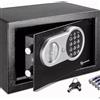 Herzberg HG03855 Cassaforte elettronica digitale, Massima sicurezza con doppio codice di accesso, allarme acustico, indicatore di batteria bassa, serrature robuste da 20 mm, nero, 8,5 litri