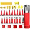 Coogime Set di 32 ugelli in silicone in acciaio inox, universali, integrati, punte per cartucce, ugelli in acciaio inox, punte in silicone, finisher per sigillare monopezzo, finisher (rosso)