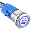 ETOPARS Acciaio Inossidabile 19mm Momentaneo Interruttore a Pulsante 12V 5A Interruttore a Levetta Auto Impermeabile Metallo Interruttore a Bilanciere con Filo Blu Luce Lavatrice