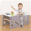 FUNLIO Set Tavolo e Sedia Montessori per Bambini 1-3 Anni, Altezza Regolabile, Ideale per Leggere/Mangiare/Giocare, Montaggio Semplice, Certificato CPC - Grigio