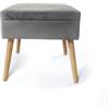 VEA SRL Pouf contenitore velluto WONDER Grigio 45 * 35 * 35 cm, Pouf sgabello contenitore e pouf poggiapiedi divano, Pouf camera da letto e soggiorno 4 gambe in legno(TOW 57168)