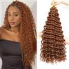 AMLUCKS Deep Wave Crochet Braids Hair Ocean Wave Braiding Hair for Black Women Girls Synthetic Water Wave Crochet Hair Extensions for Boho Braid (30#, 22inch - 3)