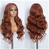 Style Icon Parrucca anteriore in pizzo per capelli umani di qualità lunga Wavy Curly capelli sintetici per donne, 26 pollici, fibra resistente al calore, 150% densità (parte media 6 pollici, 130 T)