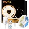 PAUTIX Striscia LED COB Bianco Caldo 2700K 2m,480LEDs/M dimmerabile 24V Flessibile con Telecomando RF e Alimentatore,CRI90 + luce da incasso luminosa per decorazione domestica fai da te