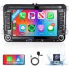 podofo 【2+64G】Android 13 Autoradio 2 din per VW Golf 5 6 T5 Polo Sharan Passat Tiguan con schermo 7'',Podofo Wireless CarPlay Android Auto con Navi AHD Telecamera di guida FM/RDS,36/40/52 PIN Kabel WiFi/GPS