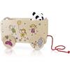 Dida | Carretto portagiochi in legno, Bimbi Allegri, multicolore | 49x28x32CM, ruote antigraffio, facile da assemblare, robusto | Gioco Montessori per bambini 2-4 anni