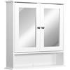kleankin Mobiletto Bagno con Specchio, armadietto a due ante e un ripiano inferiore, a muro in MDF 56 x 13 x 58cm Bianco |Aosom Italy