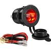 ETOPARS Presa Accendisigari Auto Universale 12V Accendisigari Adattatore Moto Presa Caricabatteria Impermeabile Spina Luce Rooso con Cavo di Connessione 100cm