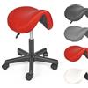 Mingone Sedia a Sella Regolabile in Altezza Sgabello per Parrucchieri con Ruote Sedia Ergonomica Girevole a 360° Sgabello a Sella in Pelle PU Adatto per Ufficio, Salone, Cucina, Bar e Tatuaggi, Rosso