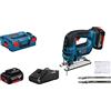 Bosch Professional 06015A5107 Seghetto Alternativo Gst 18V-Li S, 2 Batterie da 4 Ah, Profondità di Taglio Legno 120 mm, in Valigetta L-Boxx, 18 V, Versione ad Asta