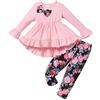 puseky Vestiti per bambina Abiti da bambina con volant Camicia a maniche lunghe Top e pantaloni floreali Set di abbigliamento 4-5 anni