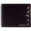 Liderpapel NOTES A SPIRALE, FORMATO A5 LIDERPAPEL MICRO EXECUTIVE COPERCHIO IN POLIPROPILENE 100H 80 G TABELLA 5 MM, 5 LINGUETTE CON GOMILLA.: NERO