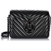 Pinko Love Click Mini Metal Sheep Nappa Chevron, Borsa Donna, Z99B_Nero Limousine Block Color, Taglia Unica