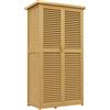 Outsunny Casetta da Giardino i Legno a 4 Ripiani con Anta a Persiana, 87x46.5x160 cm, Giallo e Verde