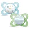 MAM Istruzioni in Lingua Straniera - Mam Ciuccio Originale S157 - con Tettarella in Silicone Skinsofttm Ultra Morbida, per Bambini di 0 + Mesi, Blu (2 Unità) con Scatola Auto Sterilizzante, 3000 G