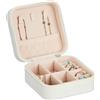 Relaxdays Valigetta Portagioie, Cofanetto Porta Gioielli da Viaggio, Organizer Anelli, Collane, 5 x 10 x 10 cm, Bianco, Velluto