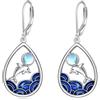 Vadmans Orecchini a Forma di Delfino Orecchini a Goccia in Argento Sterling Ocean Wave Gioielli in Pietra di Luna Regali Estivi A Tema per le Donne