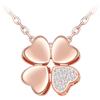 MICMIF Collana Quadrifoglio Oro Rosa per Donna, Collane Argento 925 Catena con Ciondolo Quadrifoglio con Zirconia Cubica, Collana Gioielli Regali Per Donne Ragazze