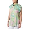 Pinko CABIRI Camicia Satin Stampa Splash Donna, SN2_Mult.Verde/Rosa, 40