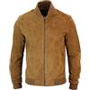 Infinity Leather Giacca in Vera Pelle da Uomo Scamosciata Bomber Classica College Baseball nocciola-marrone m