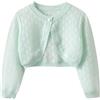 Yimutian Bambine e Ragazze Cardigan Elegante Bolero Corto con Maniche Lunghe Girocollo Scrollata di Spalle Abito Battesimo Matrimonio Festa Verde Chiaro 130