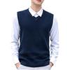 MANBOZIXi Maglione Senza Maniche Uomo Cotone Gilet Uomo Scollo a V, Blu Scuro 3XL