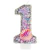 mciskin Candele a forma di coda di sirena per 1° compleanno, con numero 1 con paillettes rosa e conchiglia, candele per torta con perle rosa e viola, per ragazze, decorazioni per feste di compleanno a tema