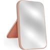 Yatnks Specchio da tavolo da 20,3 cm, semplice specchio da viaggio portatile con supporto, da appendere alla parete, doppio uso, rosa