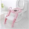MAYMA Sedile WC per bambini, WC vasetto WC per bambini, telo scala pieghevole, riduttori WC per bambini con passeggiata, scala per WC per bambini regolabile in altezza (rosa-bianco)