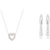 Swarovski Collana Infinity, Cuore, Bianco, Mix di placcature & Orecchini Attract Trilogy, Bianco, Placcato rodio