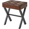 IBUYKE Sgabello quadrato di trucco con poggiapiedi X-Leg, sgabello poggiapiedi PU, sgabello sedile ottomano Vanity Sgabello, multiuso come piccolo tavolino, per camera da letto, marrone scuro L/G-71Z