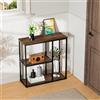 WOHOMO Tavolo consolle piccolo da ingresso con ripiani portaoggetti, 30 cm, stretto, per divano, moderno, per corridoio, soggiorno, 80 x 30 x 80 cm, noce