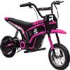 HOMCOM 24V Moto Elettrica per Bambini 8-12 Anni con Acceleratore Manuale, Mini Moto Cross Elettrica per Bambini con Sospensione, Luci e Suoni, 2 Velocità 8-16km/h e Ruote 30.5cm, Rosa