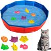 Skeadex Piscina per gatti con giocattolo, giocattolo portatile per piscina pieghevole, giocattolo per gatti da interni annoiati, tappetino d'acqua, giocattolo per gatti e cani (rosso (50 x 10 cm)