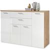 Stella Trading Pablo - Cassettiera in rovere Artigiano bianco - Credenza moderna con ampio spazio per il vostro spazio abitativo - 152 x 106 x 50 cm (larghezza x altezza x profondità)
