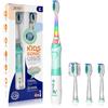 Seago Spazzolino Elettrico Bambini 3-12 Anni Spazzolino Bambini Spazzolini Elettrici Con 4 Testine Spazzolino Elettrico Luce LED Colorata e Osservante 4 Modalità Timer Intelligente SG-977, Rosa