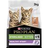 Purina Pro Plan Sterilised Kitten Healthy Start Crocchette Gattini Ricco in Salmone 3 kg