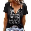 Sxkayxr Country Music Camicie Top per le donne Liscia Come Tennessee Whisky Dolce Come Fragola Vino Grafica Tee Shirt Vacation Top, Nero , L