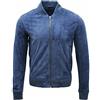 Infinity Leather Infinity Giacca di Varsity Bomber in Pelle Scamosciata Blu XS