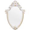 Eaoundm Specchio decorativo da parete vintage, 41,9 x 28 cm, a forma di scudo (bianco)