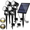 T-SUN Faretto Solare Esterno Lampada da Giardino Solare 2 Modalità di Illuminazione 270 ° Regolabile Impermeabile IP65, Automatico on/off per Alberi, Giardini, Strade, Prati(6000K, 4H)