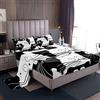 Loussiesd Set di lenzuola per gatti con simpatici gattini, set di lenzuola per animali e gatti neri bianchi con tasca profonda lenzuolo con angoli set di biancheria da letto king size con 2 federe