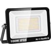 Willpower Faro LED Esterno 100W Faretti LED 3500K Bianco Caldo | Proiettore LED 10,000lm, Senza Spina, Impermeabilità IP66, Luce per Giardino Garage Cortile Officina Patio Piazza