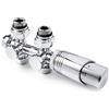 Vancoco Valvola Radiatore Angolare Valvole per Radiatori con Blocco H Connessioni Centrali da 50 mm Universale Valvola Radiatore Con Testa Termostatica Valvola per Termosifone Cromo
