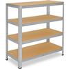 shelfplaza® 115x50x40cm HOME Scaffale metallo per carichi pesanti zincato con 4 ripiani con 175kg capacità di carico/Scaffali in metallo per garage come scaffali per ripostiglio o officina