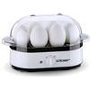 Cloer 6081 Cuociuova da 1-6 Uova, segnale acustico opzionale, 350 W, portauova rimovibile, ciotola riscaldante in acciaio inossidabile con rivestimento antiaderente, bianco