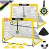 CATCHLUCK Porta da calcio da giardino per bambini, set di 2 cancelli da calcio per giardino, pop up, porta da calcio, 6 coni da calcio, 8 chiodi a forma di U e borsa per il trasporto, colore giallo